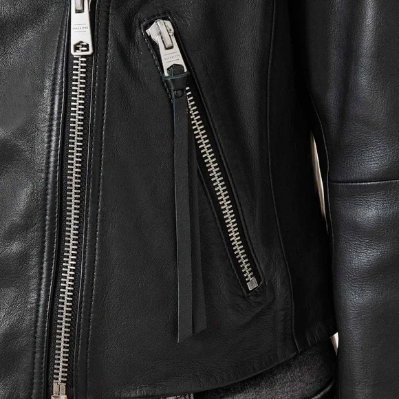 All Saints Dalby Leather Slim Fit Leather Biker Jacket - Picture 4 of 9